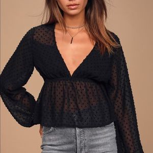 Long sleeve sheer top